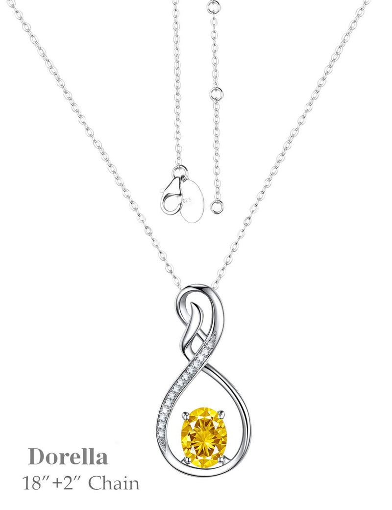 [Australia] - Yellow Citrine Jewelry for Women Teen Girls Birthday Gifts Endless Love Necklace for Mom Wife Sterling Silver Infinity Jewelry Forever Love Infinity Citrine Fine Jewelry 