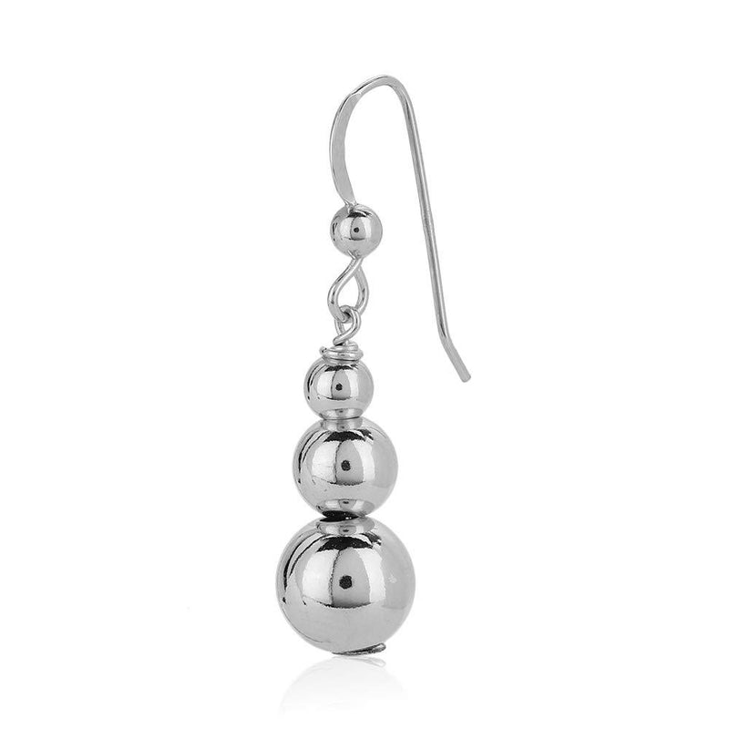 [Australia] - Vanbelle Rhodium Plated 925 Sterling Silver Hanging Graduated Ball Earrings With French Hook for Women and Girls 