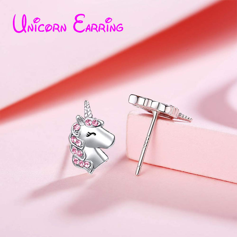 [Australia] - Pink Unicorn Stud Earrings Girls Cute Unicorn Earring Sparkling with Zircon for Little Girls Kids Jewelry Birthday Party 