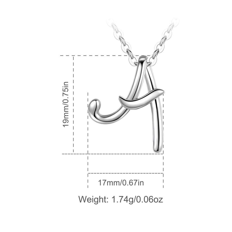 [Australia] - EUDORA Sterling Silver Necklace 26 Letters Alphabet Personalized Charm Pendant with 18inch O-Ring Chain A 