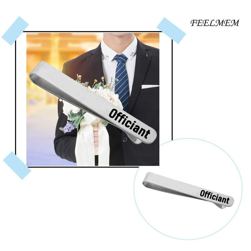 [Australia] - FEELMEM Wedding Officiant Gift Officiant Stainless Steel Tie Clips Wedding Party Appreciation Gift for Wedding Officiant silver 