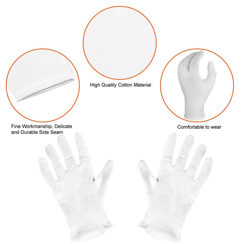 [Australia] - Paxcoo 6 Pairs XL White Cotton Gloves for Dry Hand Moisturizing Cosmetic Eczema Hand Spa and Coin Jewelry Inspection 