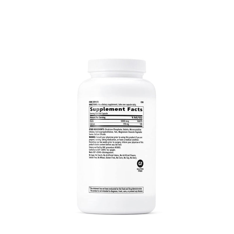 [Australia] - GNC Biotin 5000 mcg | Supports Healthy Hair, Skin, & Nails | 240 Capsules 