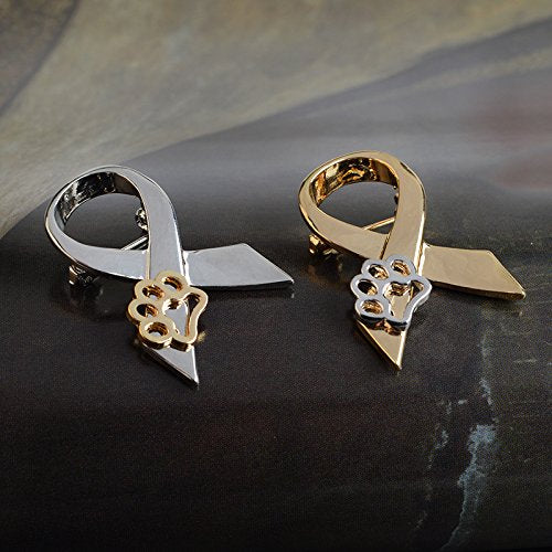 [Australia] - MIXIA Classical Ribbon Brooch Animal Cruelty Awareness Cat Dog Puppy Paw Print Brooch Pin Jewellery Gifts for Women Men Brooches Pin Silver 