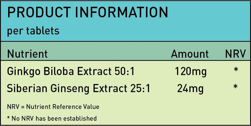 [Australia] - Ginkgo Biloba 6000mg & Siberian Ginseng 600mg Supplements - 60 Tablets - Memory Mental Focus 