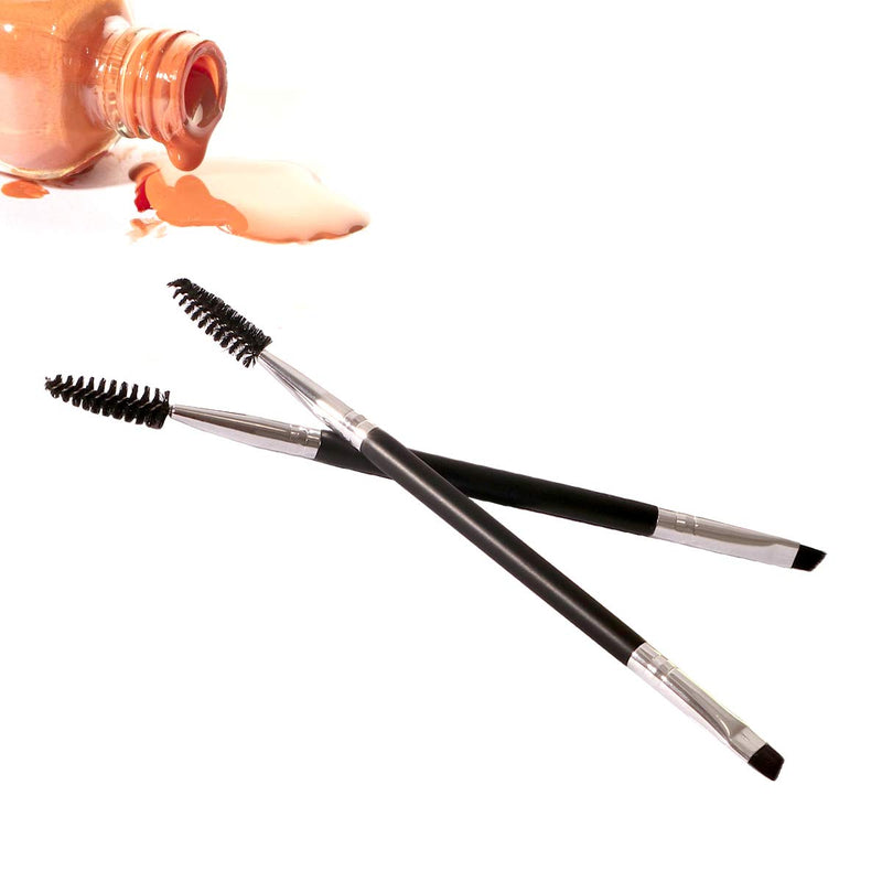 [Australia] - Osinee Duo Eyebrow Brush-6PCS Professional Angled Eye Brow Brush and Spoolie Brush (Black) 