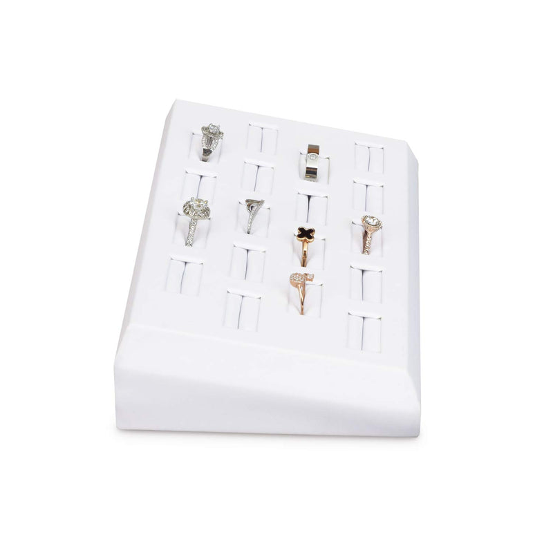 [Australia] - Mooca Premium White Leatherette 18 Slots Ring Tray Display, Slotted Ring Showcase Display Jewelry Organizer Stand, Jewelry Ring Holder for Showcase 