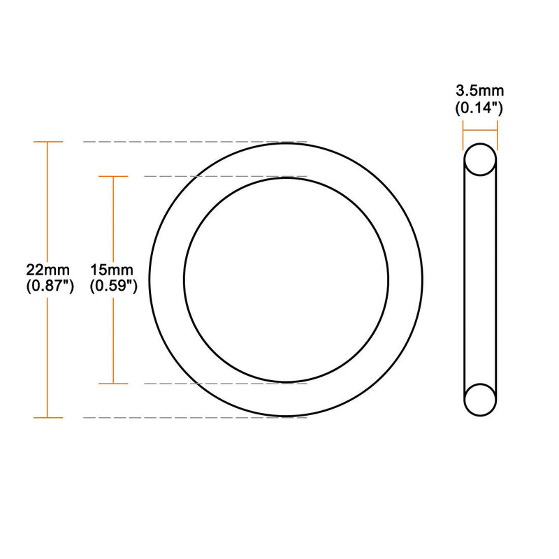 [Australia] - sourcingmap Nitrile Rubber O-Rings 22mm OD 15mm ID 3.5mm Width, Metric Sealing Gasket, Pack of 50 15mmx22mmx3.5mm 