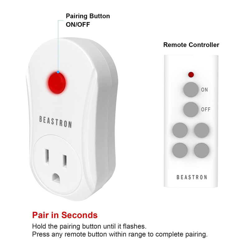 [Australia] - Beastron Upgraded Remote Controlled Outlet (1 Pack with 1 Remote),Expandable Remote Light Switch Kit, Wireless On Off Power Switch, 100ft RF Range, Compact Design, White 1 pack 