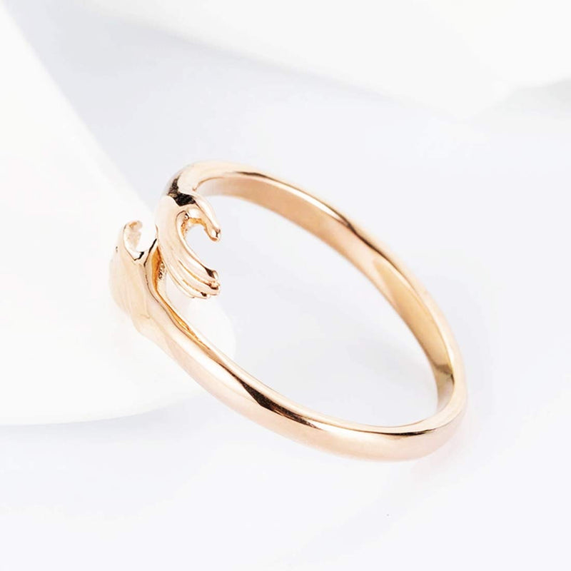 [Australia] - 7mohugme 925 Sterling Silver Rings for Women Girls Silver Hugging Hands Open Ring Jewelry Hug Hands Statement Rings Wedding Bands Gold Hug Ring 