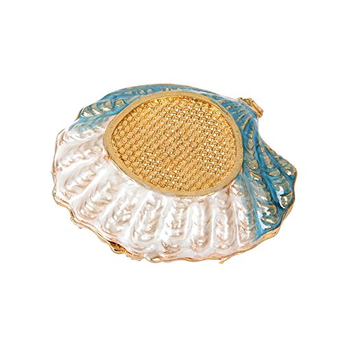 [Australia] - QIFU-Hand Painted Enameled Shell Style Decorative Hinged Jewelry Trinket Box Unique Gift For Home Decor White 