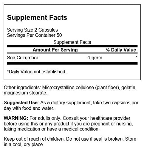 [Australia] - Swanson Sea Cucumber - Natural Supplement Promoting Joint Health & Mobility Support - Supports Cartilage Protection & Connective Tissue Health - (100 Capsules, 500mg Each) 1 