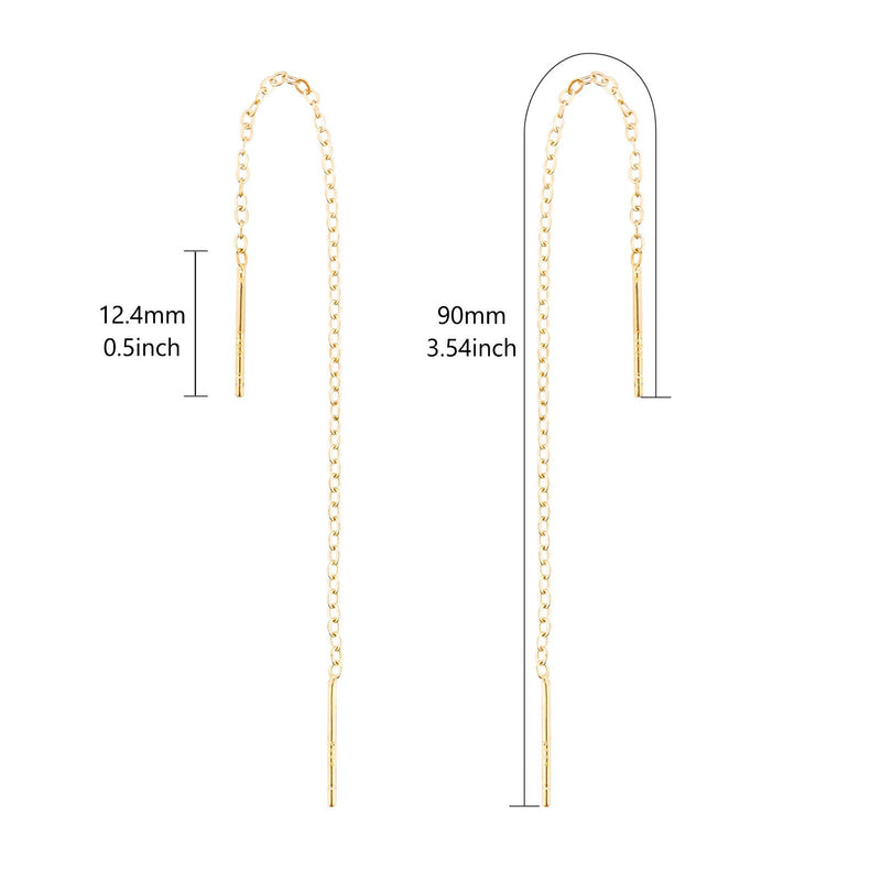 [Australia] - BTOYM 925 Sterling Silver Threader Earrings, 18K Gold Plated Dangle Earrings/Drop Earrings/Long Chain Earrings Nickel Free Hypoallergenic Jewelry Gift for Women Teen Girls 18K Gold(3.54Inch) 