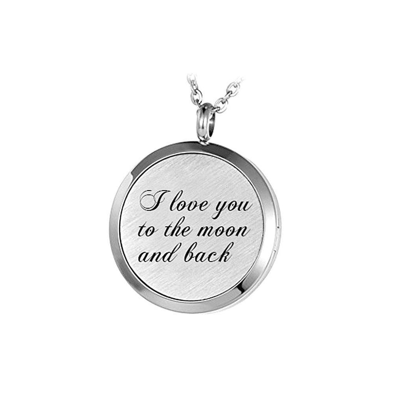 [Australia] - CLY Jewelry Essential Oil Heart Locket Pendant Aromatherapy Diffuser Necklace Parents Moon Love 