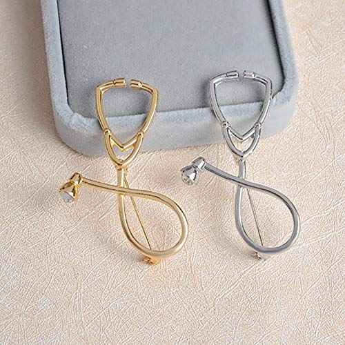 [Australia] - ROSTIVO Stethoscope Brooch Pins for Women and Men Nurse Doctor Physicians Medical Student Graduation Gift (Silver) 