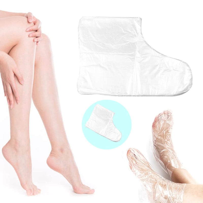 [Australia] - 200 Pcs Clear Plastic Paraffin Bath Liners Disposable Transparent Spa Foot Protectors Foot Plastic Clear Bath Wax Therapy Bags with 200 Clear Stickers (200) 