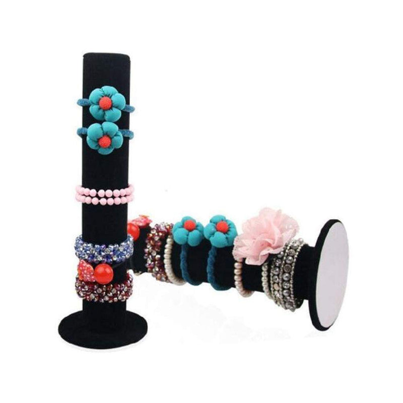 [Australia] - Glitterymall 2 Pack Black Velvet Jewelry Bracelet Watch Display Stand Bar Rack Holder Closet Organizer Tower 1 Tier¡­ Black Scrunchie Holder 