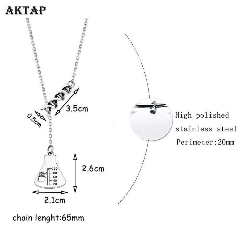 [Australia] - AKTAP DNA Earrings Science Flask Earrings DNA Double Helix Necklace Science Jewelry Chemistry Gifts Chemistry Biology DNA Lab Tech Charm Y Necklace 