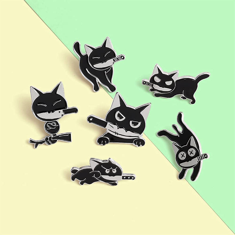 [Australia] - Enamel Brooch Pins Set Space Cat Various Animals Lapel Pins Accessory for Backpacks Badges Hats Bags for Women Girls Kids BlackCats 