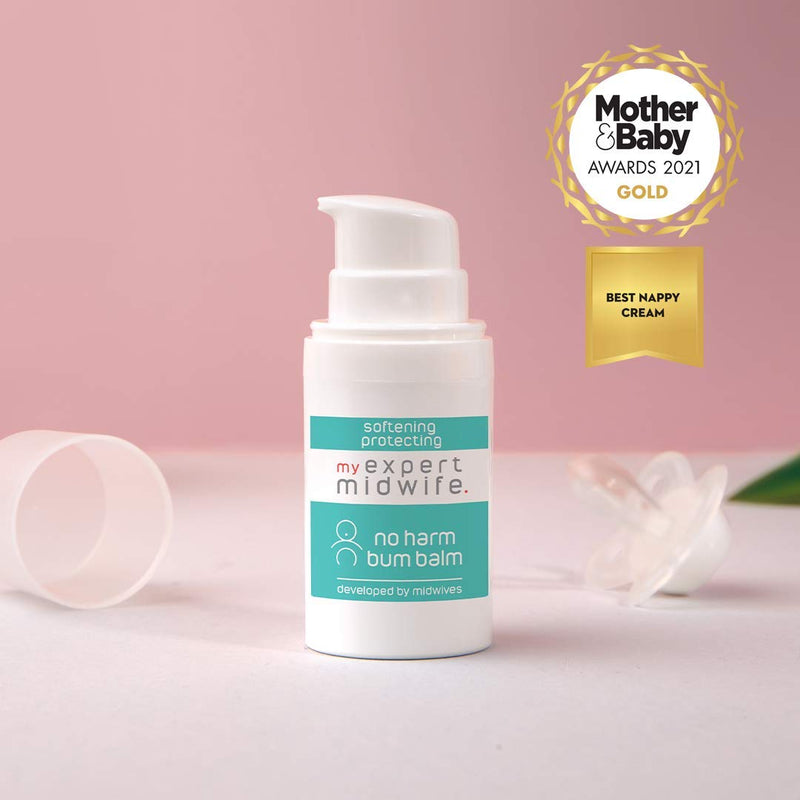 [Australia] - My Expert Midwife No Harm Bum Balm 99.9% Naturally Derived Baby Bottom Balm, to protect and help recovery from nappy rash, gentle, moisturising serum, hygienic pump. Suitable for Newborn babies - 30ml 30 ml (Pack of 1) 30.0 