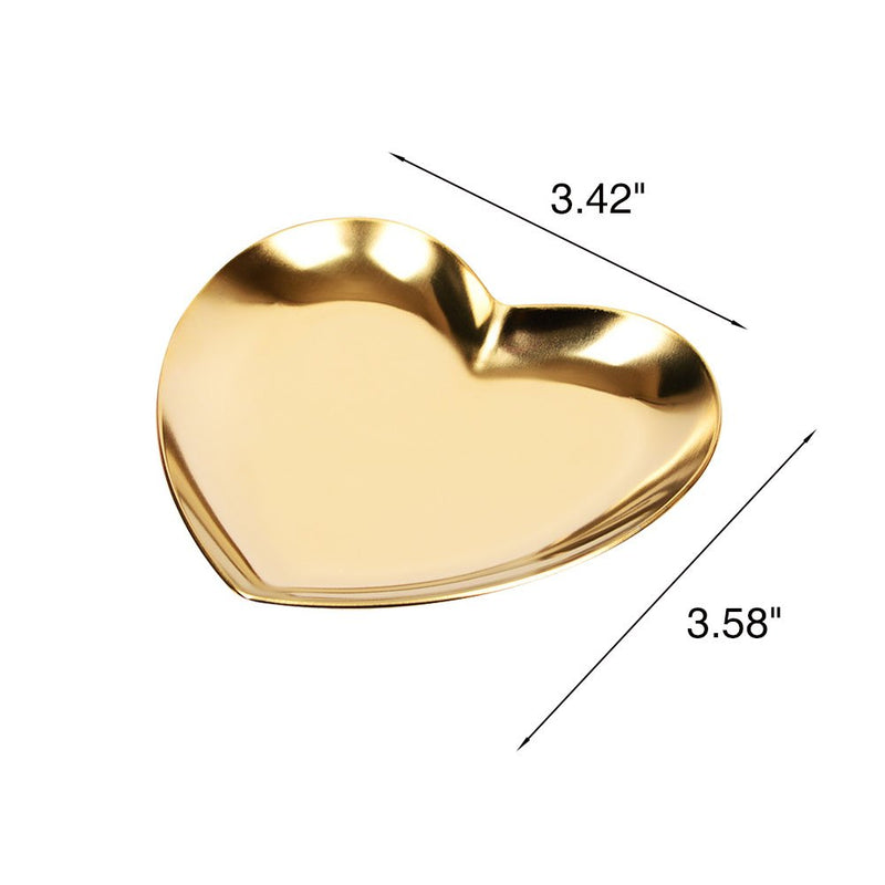 [Australia] - CGMJ 2-Pack Love Shaped Stainless Steel Jewelry Tray Organizer Desktop Organizer (Gold) Gold 
