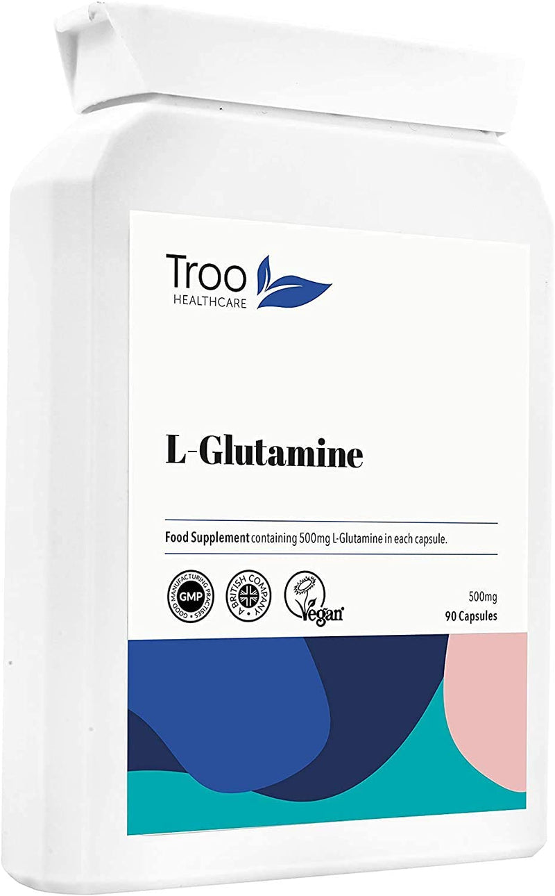 [Australia] - L-Glutamine Supplement (500mg) - 90 High Strength Capsules - Targeted Release Amino Acid Supplement| UK Manufactured to GMP Standards 