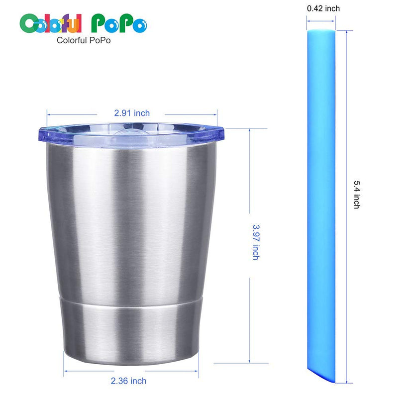 [Australia] - Colorful PoPo Kids Stainless Steel Cup Lovely Small Rambler Tumbler Sippy Cup with Lid and Silicone Straw, 8.5 OZ (1, Natural Color) 8.5 Fluid Ounces 