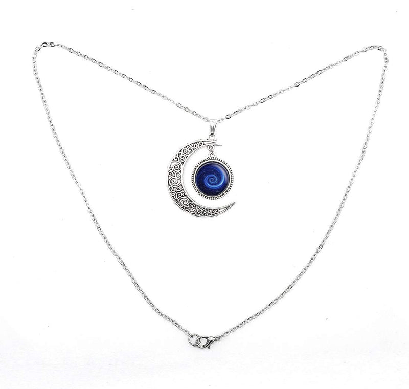 [Australia] - Moon Galaxy Glass Necklace Nebula Universe Pendant Space Galaxy Jewelry 