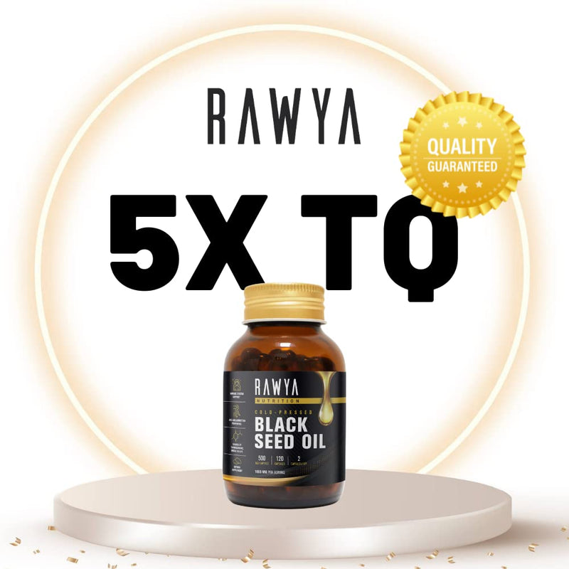 [Australia] - Black Seed Oil - 120 Softgel Capsules, RAWYA, Premium Cold-Pressed Nigella Sativa, Pure Black Cumin Seed Oil - 500mg Each, Supports Immune System, Joints, Hair Growth & Skin, Halal 