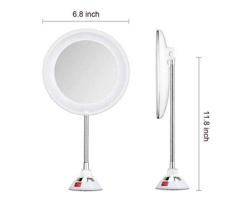 [Australia] - TOP4EVER Flexible Gooseneck LED Lighted 10X Magnifying Makeup Mirror，Power Locking Suction Cup with Dimmable Light and 360 Degree Swivel, Portable Vanity Mirror for Home Bathroom 