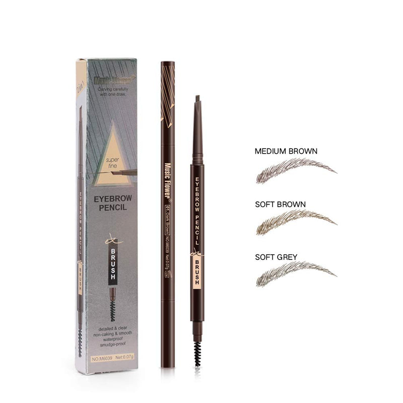 [Australia] - Music Flower Ultra-fine Eyebrow Definer Pencil Long Lasting (Soft Grey) Soft Grey 