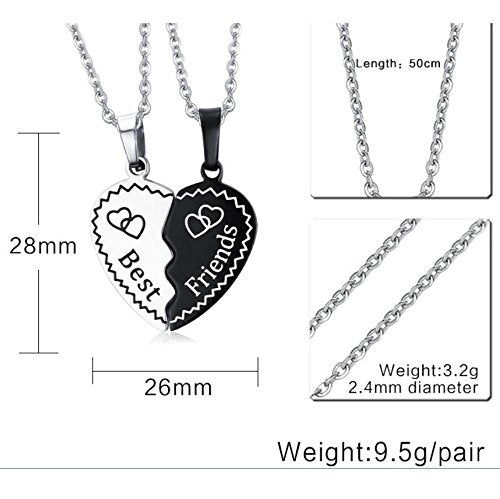 [Australia] - VQYSKO Heart Pendant Necklace for Couples, Stainless Steel Necklace Set for Best Friends, BFF, Frienship Half Heart 