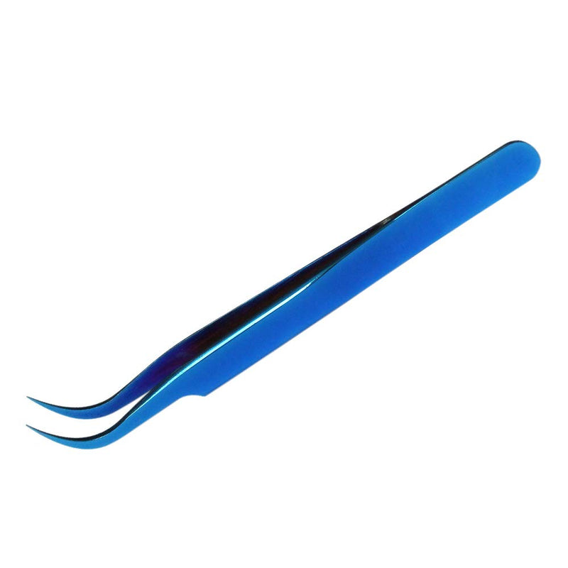 [Australia] - Original Vetus Eyelash Eyebrow Tweezers Stainless Steel Pro Fine Curved Tip Switzerland Tweezers Non-magnetic Beauty Nail Art DIY Tool (Blue) Blue 