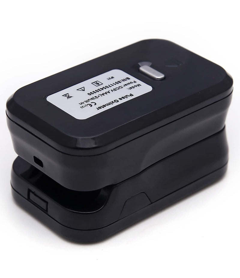 [Australia] - Pulse Oximeter UK, Oximeter adhere to NHS Guidance, Blood Oxygen Fingertip Heart Rate Saturation Monitor – Sp02 Levels, CE Certified, All Age Group, Includes Lanyard, Manual & Batteries Regular Black 