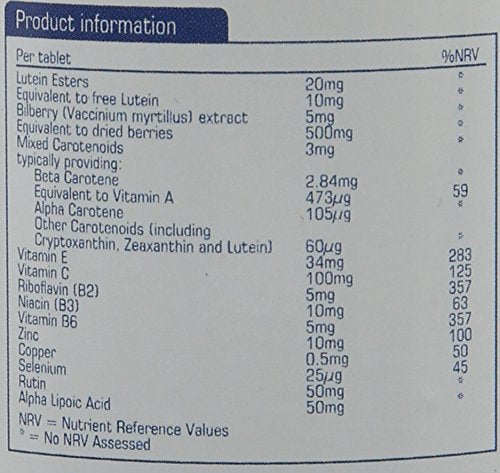 [Australia] - Natures Aid Lutein Eye Complex with Bilberry 90 Tablets (For the Maintenance of Normal Vision, with Alpha Lipoic Acid, Zinc, and Vitamins A, B2, C and E, Vegan Society Approved, Made in the UK) 