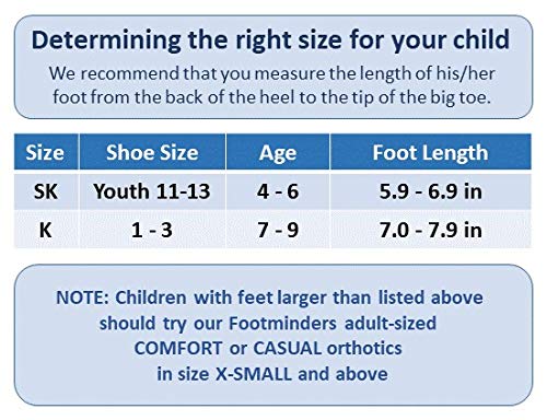 [Australia] - Footminders Kids Orthotic Inserts - Pediatric Arch Supports for Children Ages 7-9 (Pair) - K (Size 1-3½) - Prevent Foot Pain Due to Flat Feet or Low Arches in Children K (Size 1 - 3) Ages 7-9 
