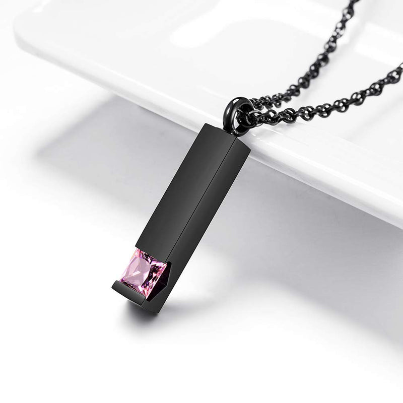 [Australia] - Urn Necklaces for Human Ashes Birthstone Cube Cremation Jewelry Stainless Steel with Zircon Memorial Keepsake Ashes Jewelry October 