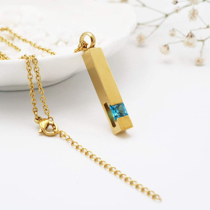 [Australia] - Inlay Multi-Colored Cubic Zircon Bar Keepsake Cremation Jewelry Stainless Steel Memorial Urn Pendant Necklace 