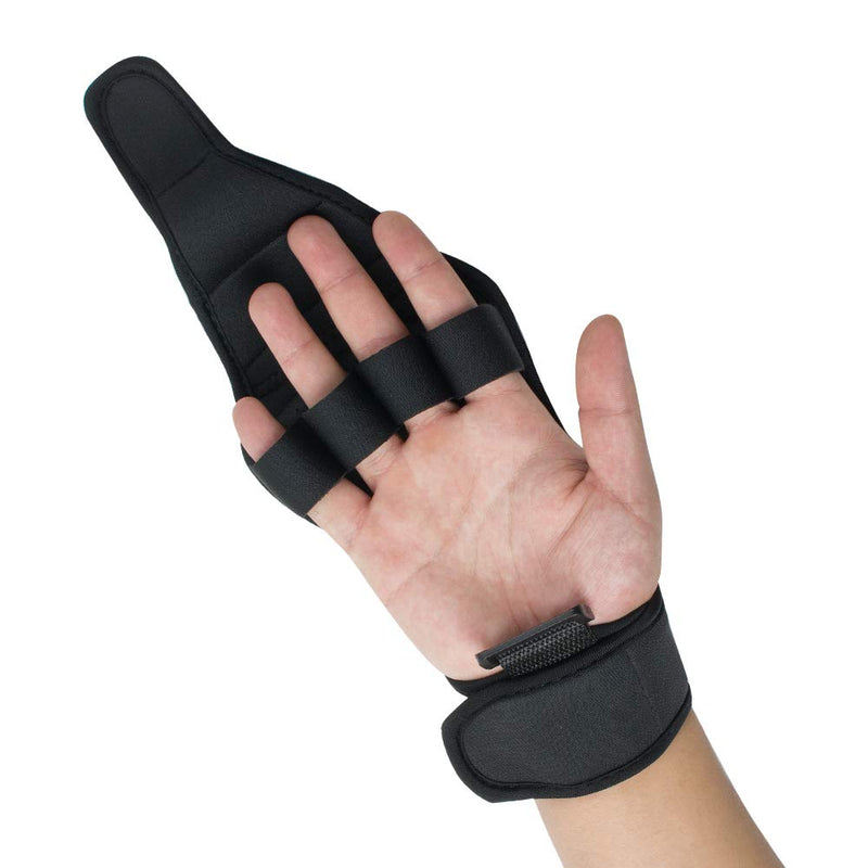 [Australia] - Lolicute Finger Splint Brace Ability,Finger Anti-Spasticity Rehabilitation Auxiliary Training Gloves for Stroke Hemiplegia Patient and Athlete Finger Rehabilitation [Single Hand Universal] (Black) 