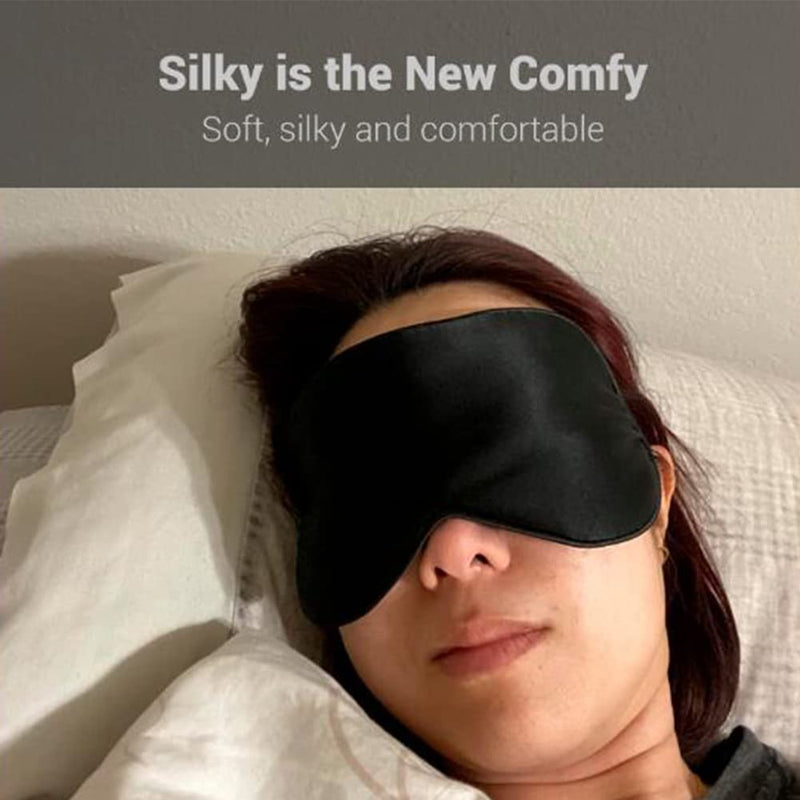 [Australia] - LaCourse 100% Natural Mulberry Silk Eye Mask for Sleeping with 4Pair EarPlugs & Travel Pouch. Soft, Smooth Sleeping Mask, Blocking Out Light. Adjustable Silk Sleep Eye Mask for Women&Men, Black Black With 4pair Earplugs 