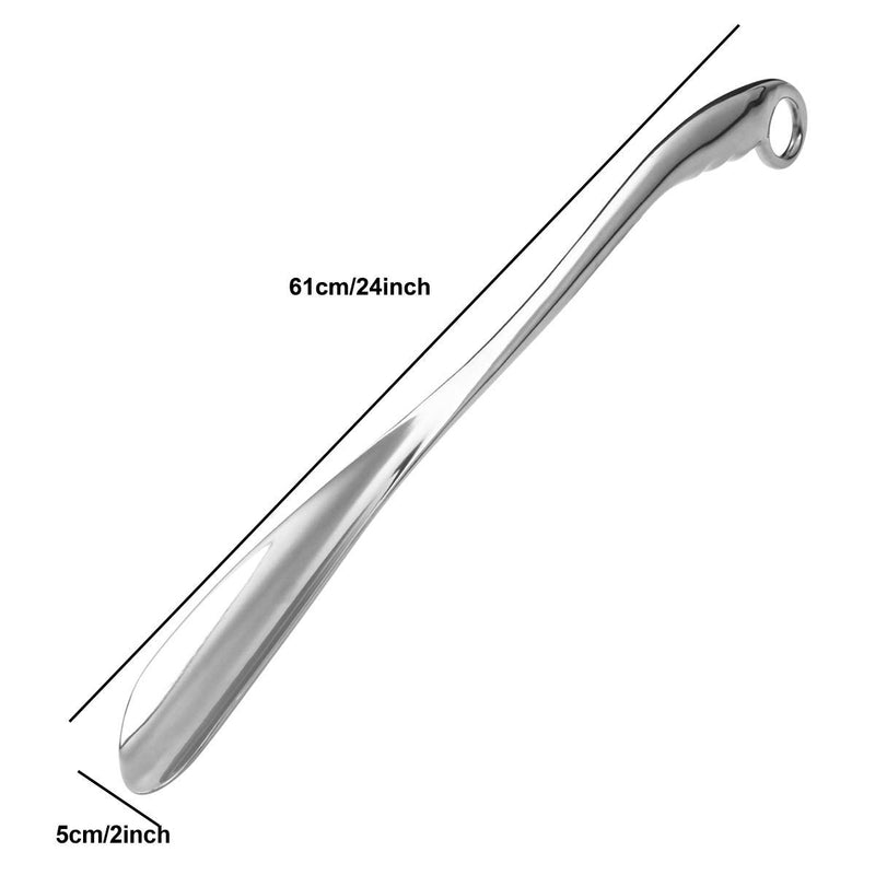 [Australia] - 24'' 26 Inch Shoe Horn Long Handle for Seniors Men Women Extra Long Handled Metal Shoehorn for Boots Solid Sturdy Heavy Duty 24 Inch Silver 