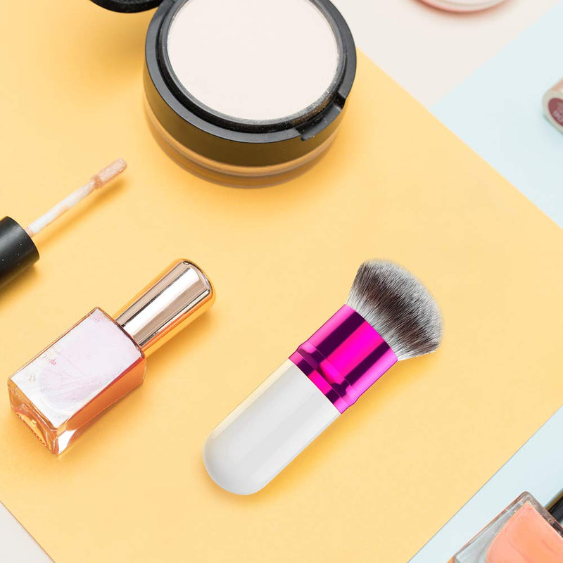 [Australia] - Luxspire Foundation Brush, Flat Kabuki Makeup Brush, Face Powder Brush for BB Cream, Blush, Foundation, Flawless Powder Cosmetics Concealer Face Brush, White & Red 