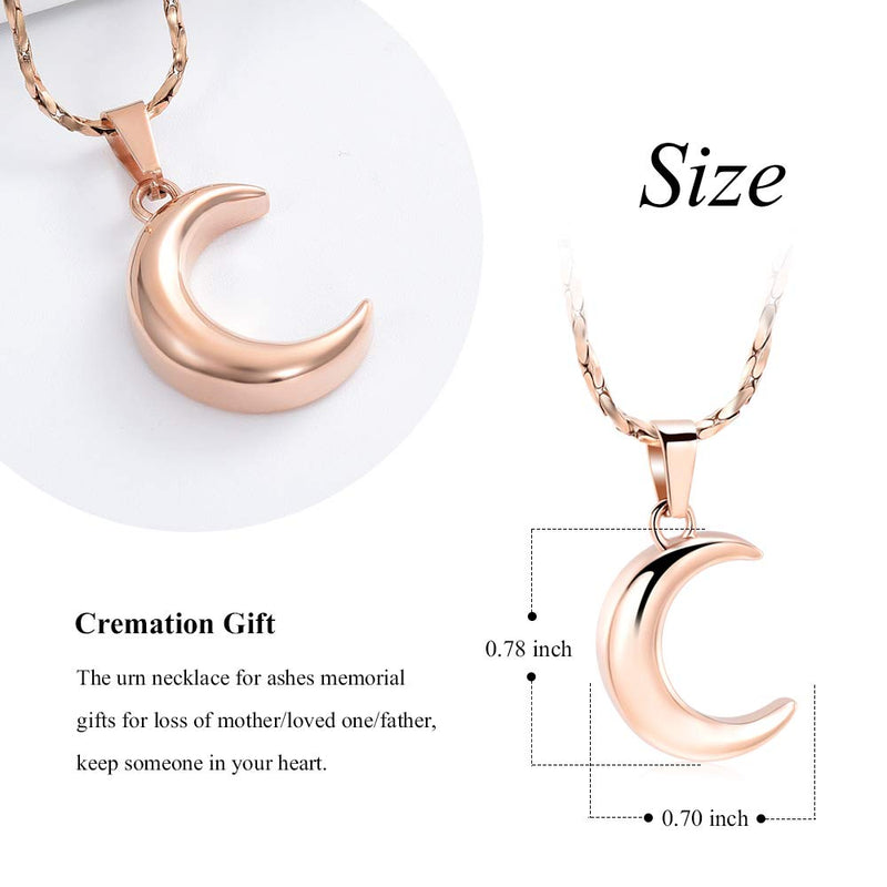 [Australia] - Imrsanl Cremation Jewelry for Ashes Moon Urn Necklace Stainless Steel Memorial Lockets Keepsakes Jewelry for Ashes Pendant - Fill kit Rose Gold 