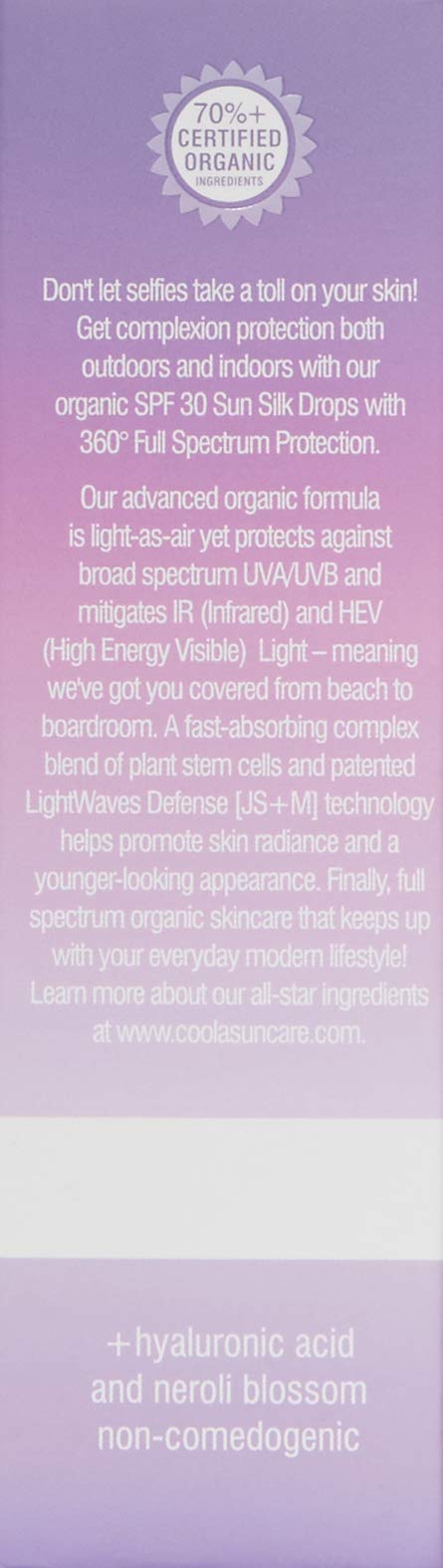 [Australia] - COOLA Organic Sunscreen Sun Silk Drops, Full Spectrum Skin Care for Digital UV Protection, Broad Spectrum SPF 30, 1 Fl Oz 