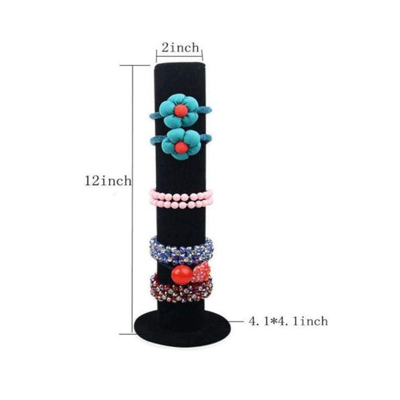 [Australia] - Glitterymall 2 Pack Black Velvet Jewelry Bracelet Watch Display Stand Bar Rack Holder Closet Organizer Tower 1 Tier¡­ Black Scrunchie Holder 