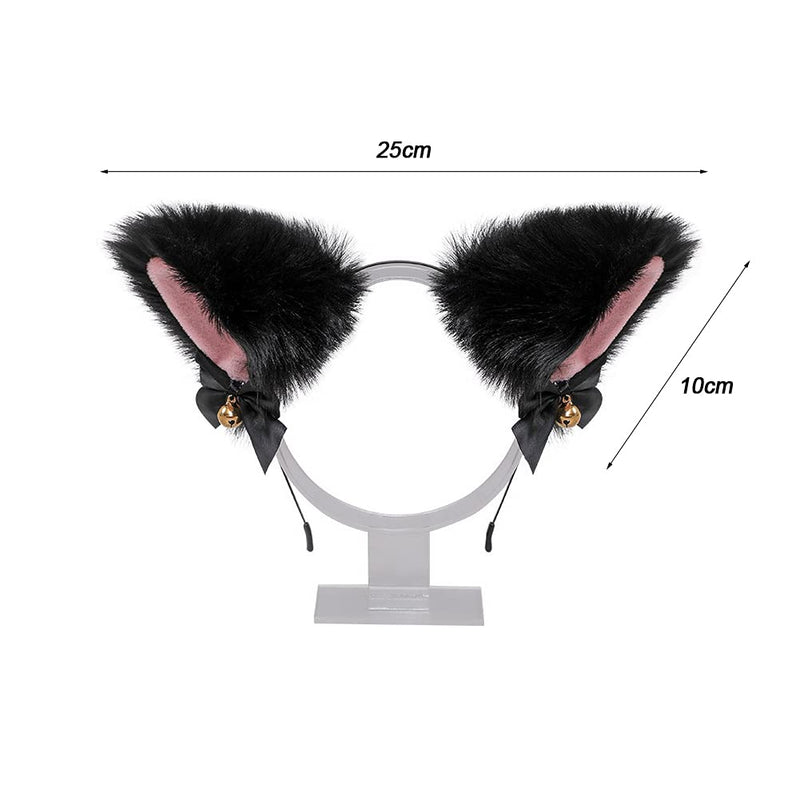 [Australia] - Cat Ear Headband with Bells Cosplay Makeup Girls Cat Ears Headwear for Costume Party Halloween Xmas Thanksgiving Party ( Black) 