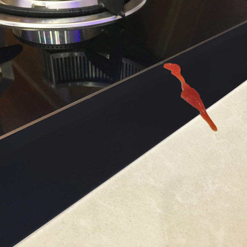[Australia] - CozyKit Silicone Kitchen Stove Counter Gap Cover Long & Wide Gap Filler (2 Pack) Seals Spills Between Counters, Stovetops, Washing Machines, Oven, Washer, Dryer - Heat-Resistant and Easy Clean (Black) Black 