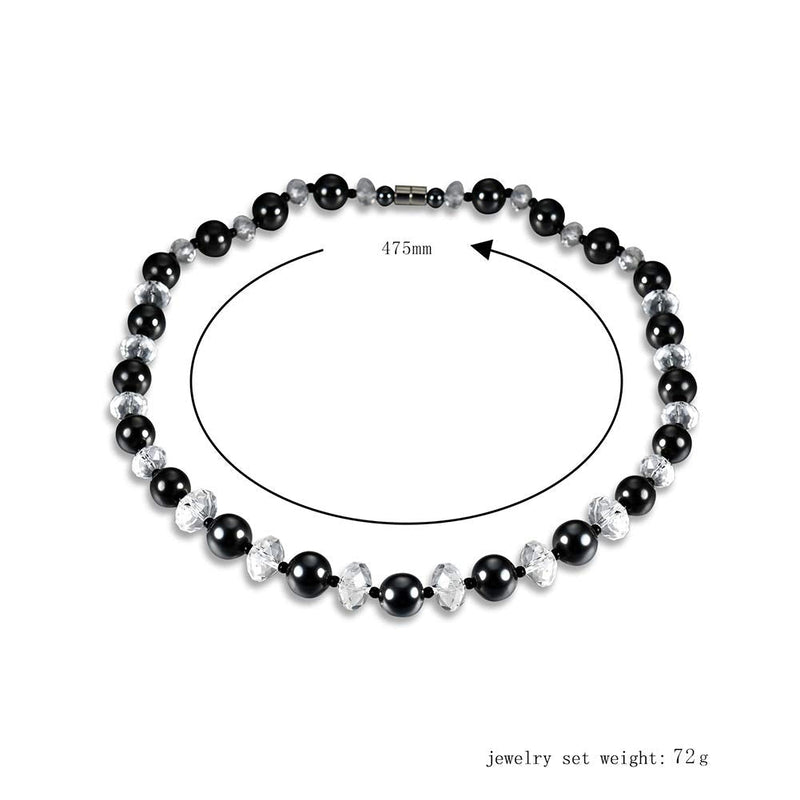 [Australia] - Magnetic Necklace for Men and Women – 1 Piece Magnetic Field Therapy Hematite Beads Necklace, Rhinestone, Jewellery Gift 