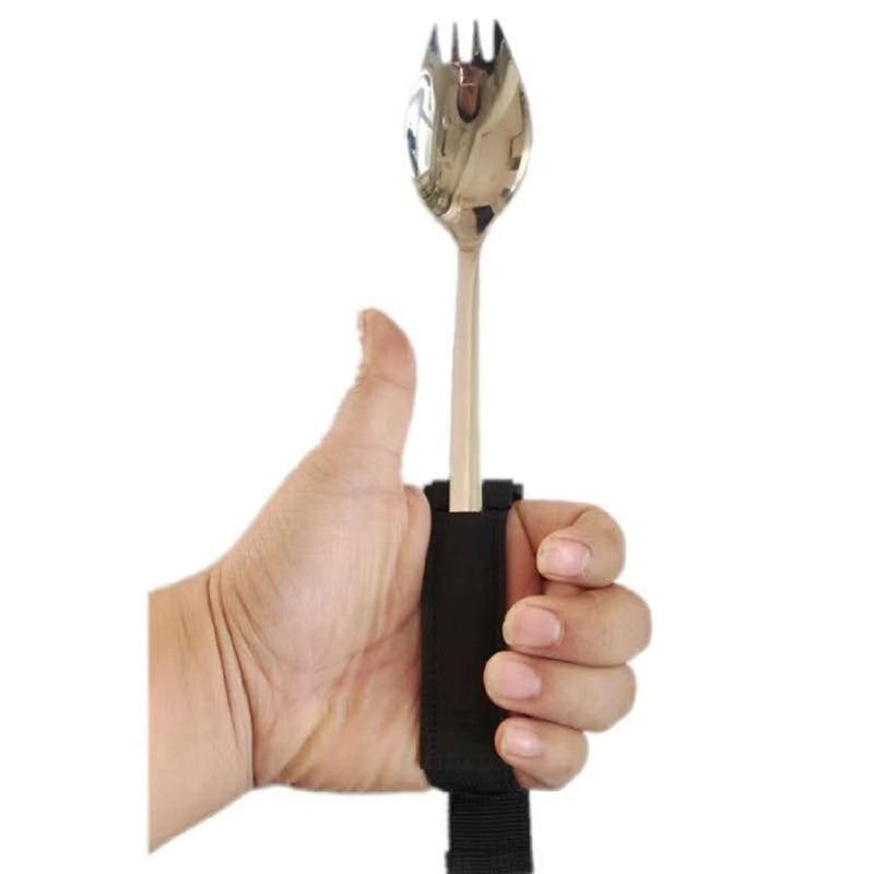 [Australia] - Healthman Spork Adaptive Utensils, Hand Cuff for Holding Cutlery, Eating Aids/Eating Assistance & Adaptive Utensil Holder for Weak Grip & Limited Mobility, Stroke, Arthritis(1 Pack) 
