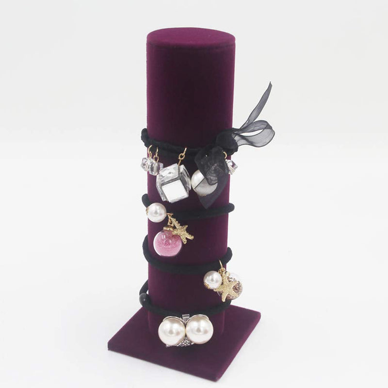 [Australia] - FRECI Velvet Vertical Tower Jewelry Bracelet Display Stand Bangle T-Bar Display Holder Rack Closet Organizer Tower Scrunchie Hair Band Holder - Purple 